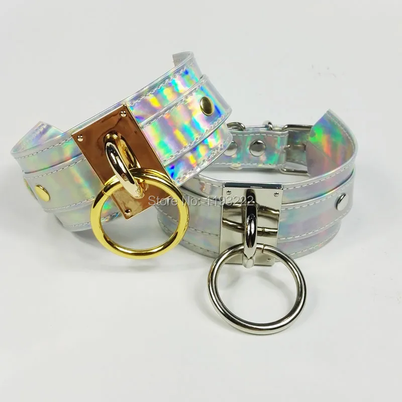 Панк готика 100% ручная работа шикарный голографический чокер O Круглый Золотой