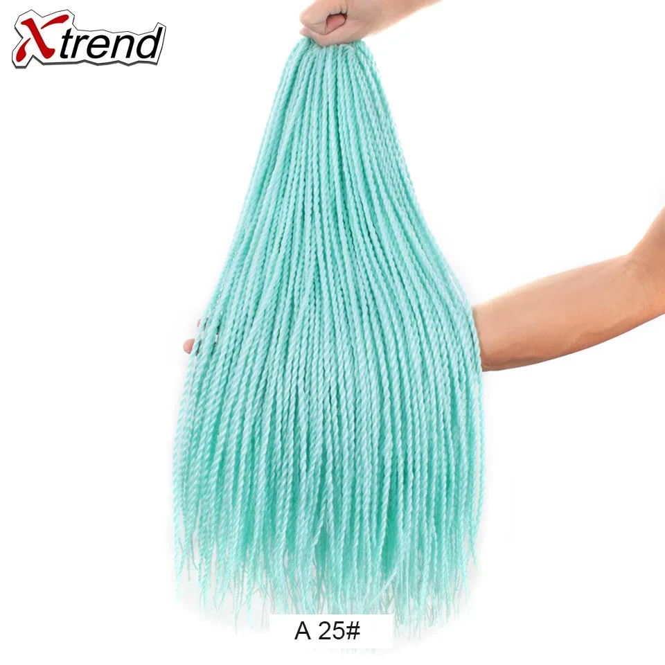 Xtrend Ombre Сенегальские крученые волосы на крючках косички 30 корней в упаковке синтетические плетеные волосы 24 дюйма 10 упаковок - Цвет: Естественный цвет