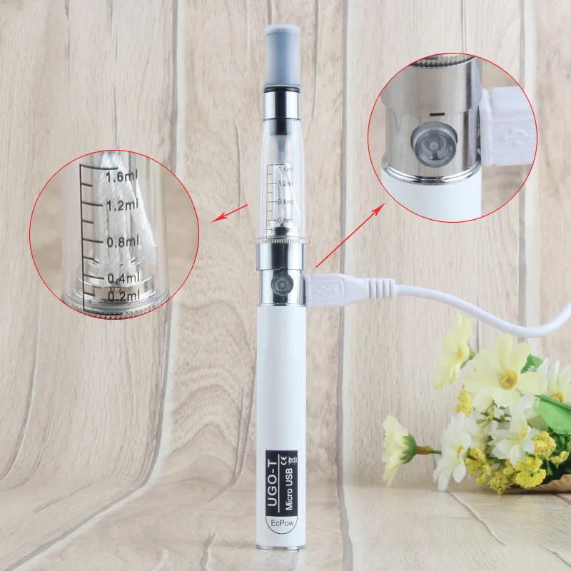 White Электронная сигарета eGo T CE4 650mAh одиночный блистерный стартовый комплект Ugo Vape ручка 510 резьба микро USB Проходная батарея - Цвет: White