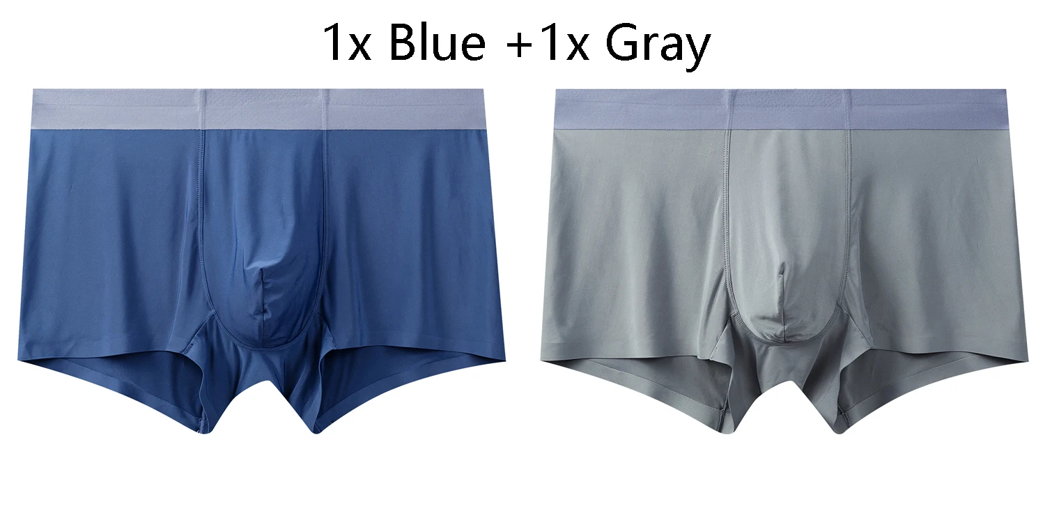 1xBlue 1xGray EVES охлаждение сухой подходят Мужское нижнее белье боксеры 2 шт Мужские шорты удобные трусики дышащие трусики мужские боксеры Прямая - Цвет: 1xBlue 1xGray