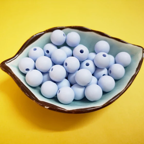 20pcs Blue 20 шт., силиконовые бусины для прорезывания зубов, Круглые, 12 мм, детские жевательные прорезыватели, пустышки, бусы-клипсы, пищевые силиконовые игрушки для прорезывания зубов без БФА - Цвет: 20pcs Blue