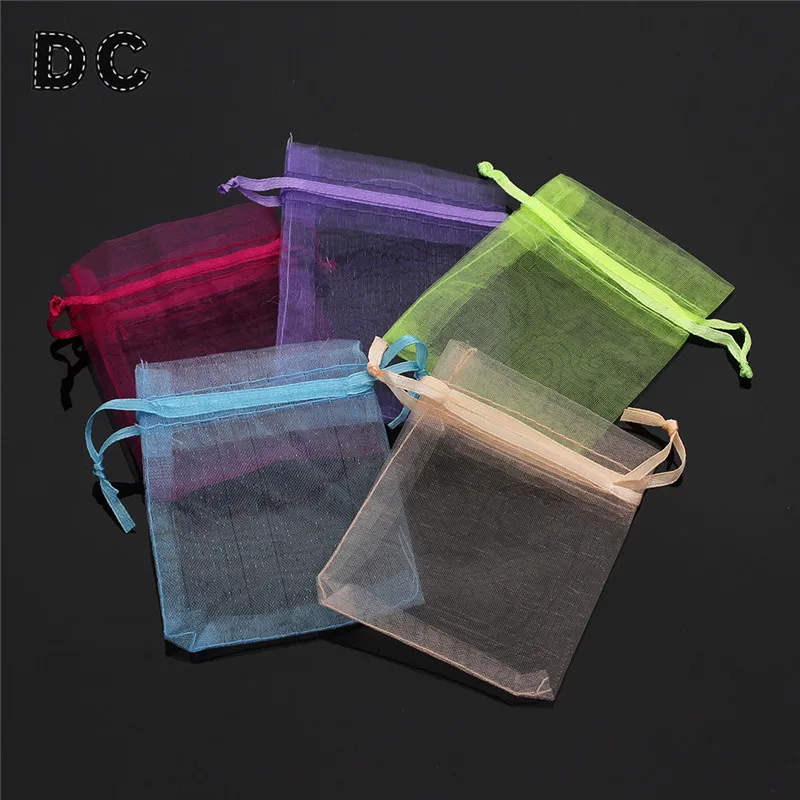 

DC 25pcs 7*9mm/9*12mm Mixed Colorful Drawstring Organza Bag Pouch Net Wedding Gift Bags Jewelry Package DIY Accessories Supplier