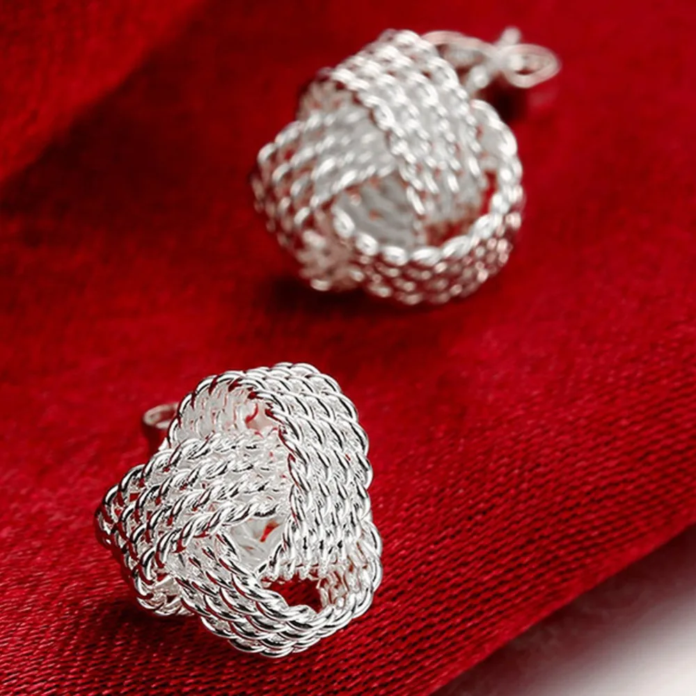 Женские серебряные серьги-гвоздики 925 пробы с мягкой обмоткой модные ювелирные