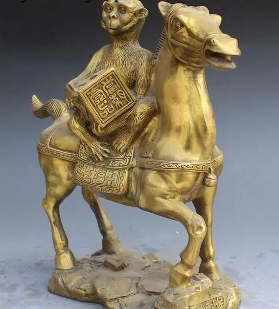 10 &quotКитай Бронза Фэн-шуй&quot Король Обезьян &quotДержать Уплотнения Ездить Лошадь
