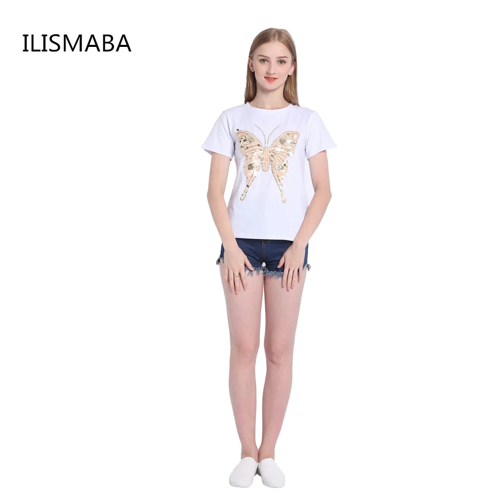 Ilismaba Лето 2017 г. прекрасный MS модные Рубашка с короткими рукавами круглым вырезом