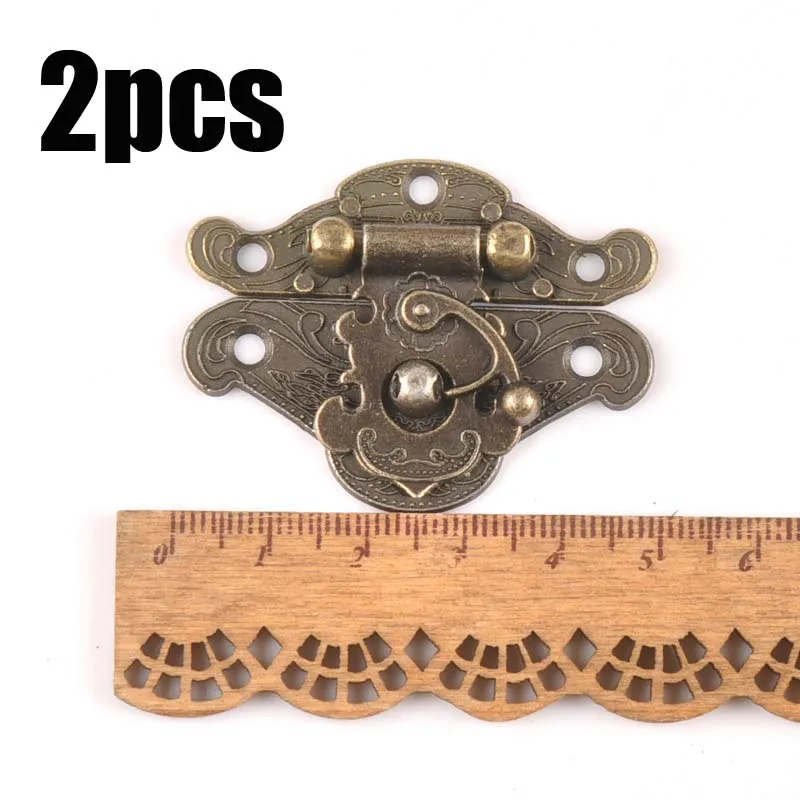 2pcs 50mm Винтажный антикварный латунный деревянный чемодан с застежкой для деревянных коробок, застежка-крючок для мебели, декоративная защелка, застежка-защелка C2264 - Цвет: 2pcs 50mm