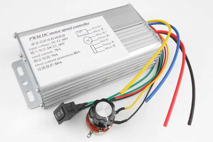 

EBOWAN High Power 4000W PWM DC Motor Speed Controller Regulator DC 12V 24V 36V 48V 60V 70A (Max 80A)