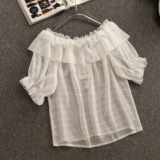 Женские 3 шт. костюмы Топы без бретелек + шифон грудь оборки на шнуровке полу