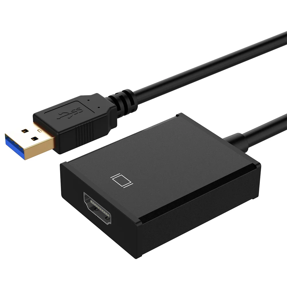 USB 3,0 к HDMI конвертер USB3.0 к HDMI адаптер мульти дисплей кабель HDMI видео кабель для ПК ноутбук проектор HDTV 1080P - Цвет: Черный
