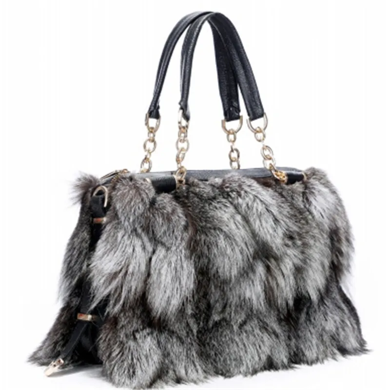 2019 New Fashion High-End Real Fox Fur Bag Ladies Leather Design Large Size Good-Looking Bag. | Багаж и сумки
