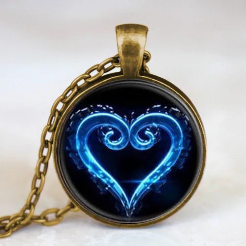 JP Аниме сердце эмблема мужское модное ожерелье ручной работы латунная сталь