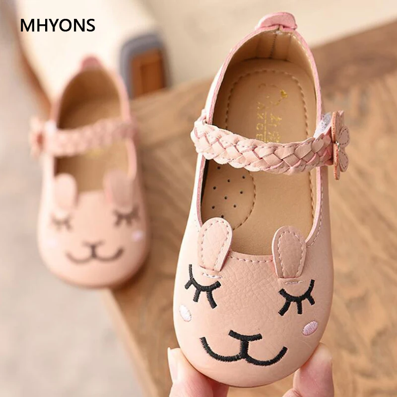 Новинка 2019 года Модная обувь для девочек с милым мультяшным котом Кожаные тонкие