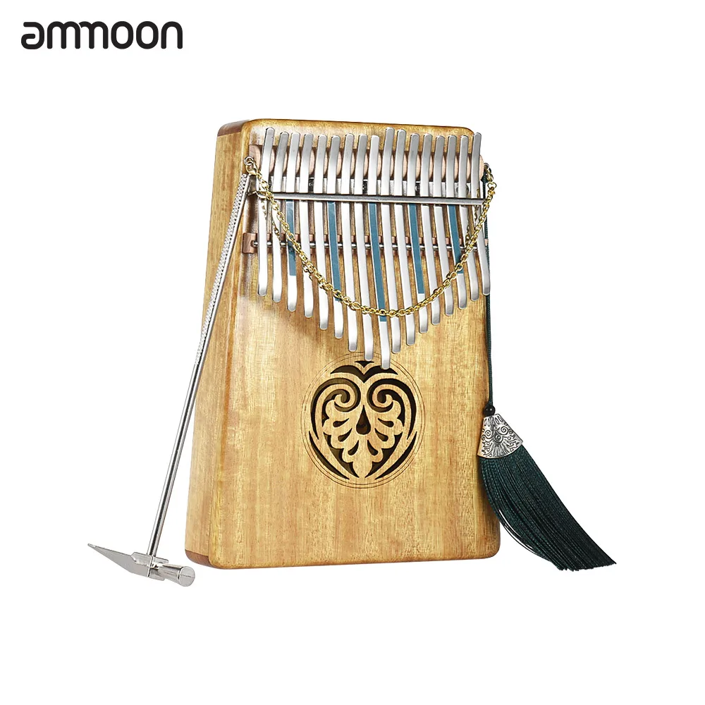 Ammoon Kalimba Mbira большой палец пианино Sanza 17 клавиш твердая древесина пальцевое с