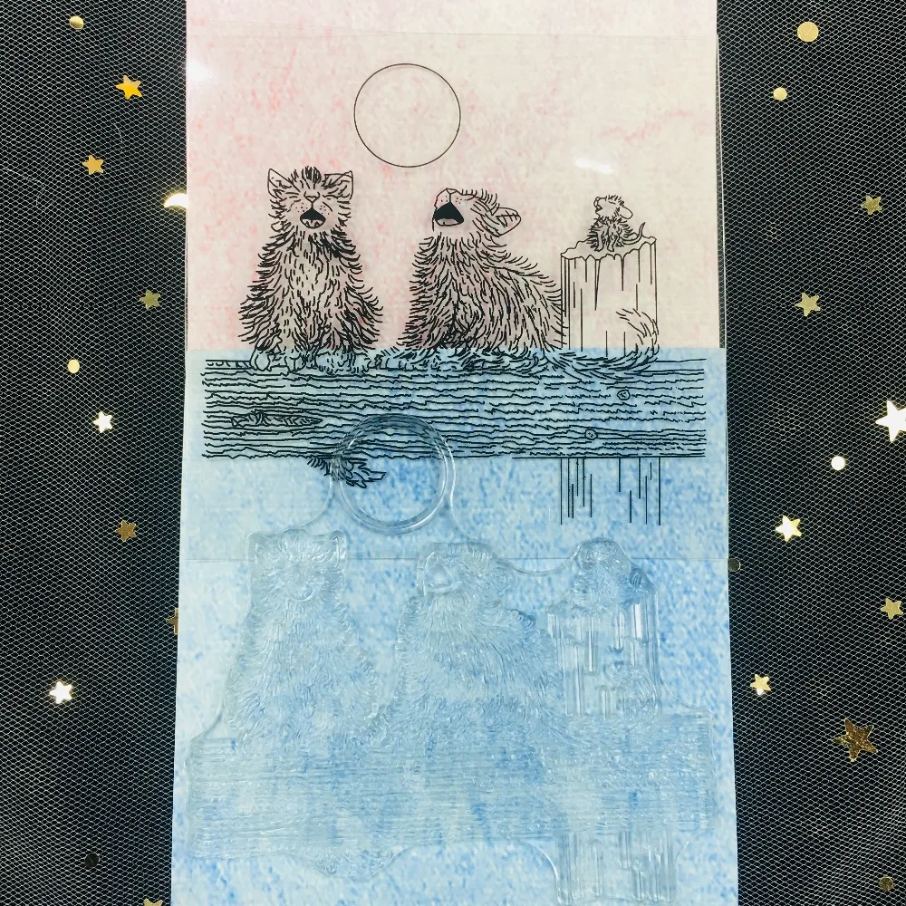 Кот Мышь Moon штамп прозрачный чистый силикон альбом для штампов Стикеры DIY