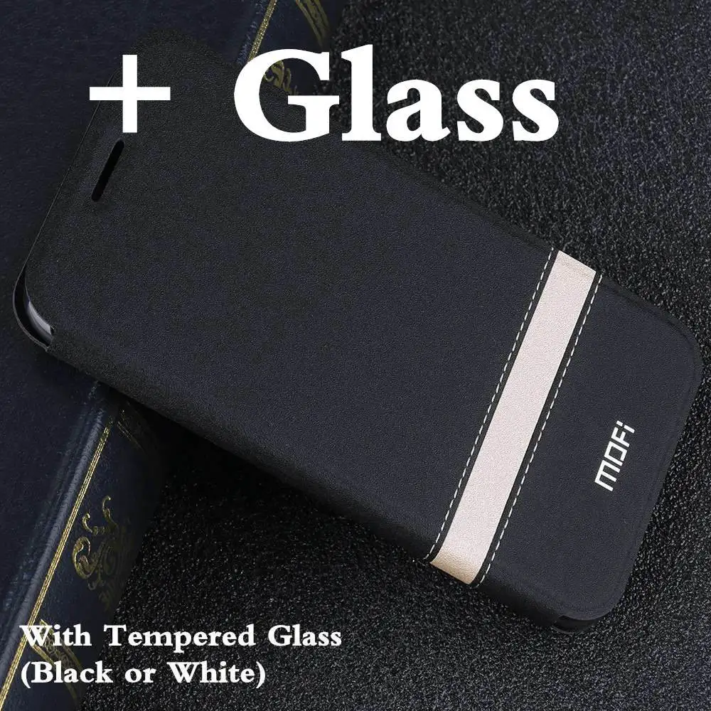 Black with Glass MOFi флип-чехол для huawei Honor 10 Lite из искусственной кожи ТПУ флип-чехол для телефона для huawei Honor 10 Lite Coque capa корпус - Цвет: Black with Glass