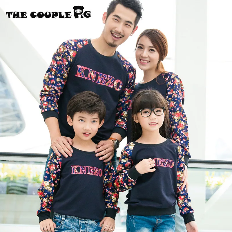 Осень 2019 худи с цветочным принтом свитшоты семейный образ для девочек и мам