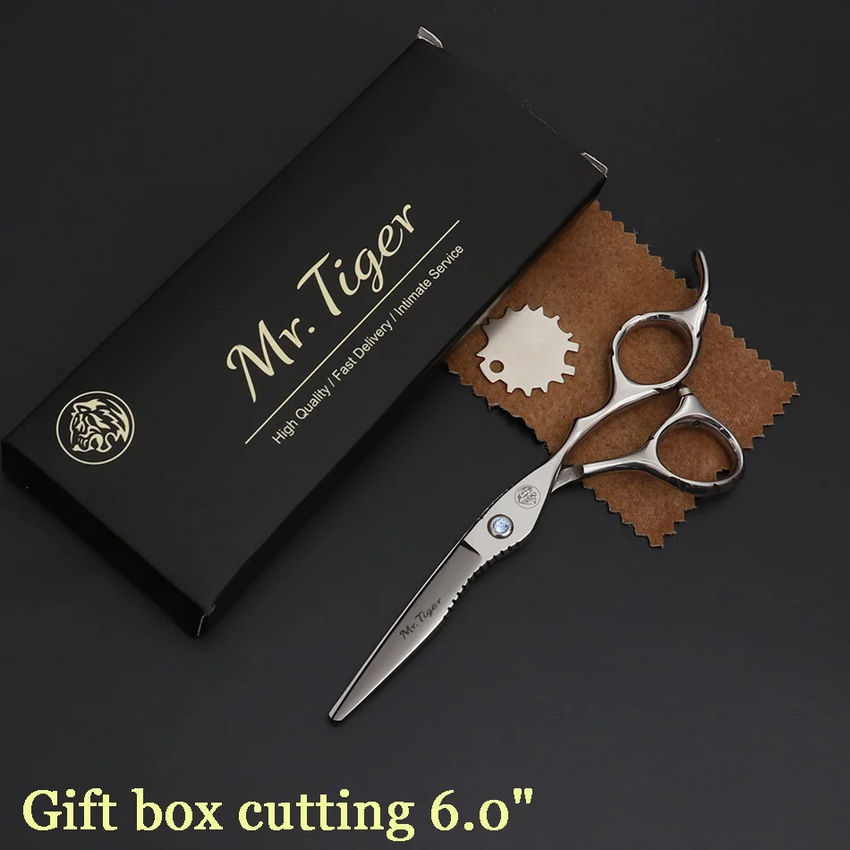 gift box cutting Хорошо заточенные японские 6 дюймов Парикмахерские ножницы для стрижки волос Профессиональные Парикмахерские ножницы набор 5,5 Makas бритва - Цвет: gift box cutting