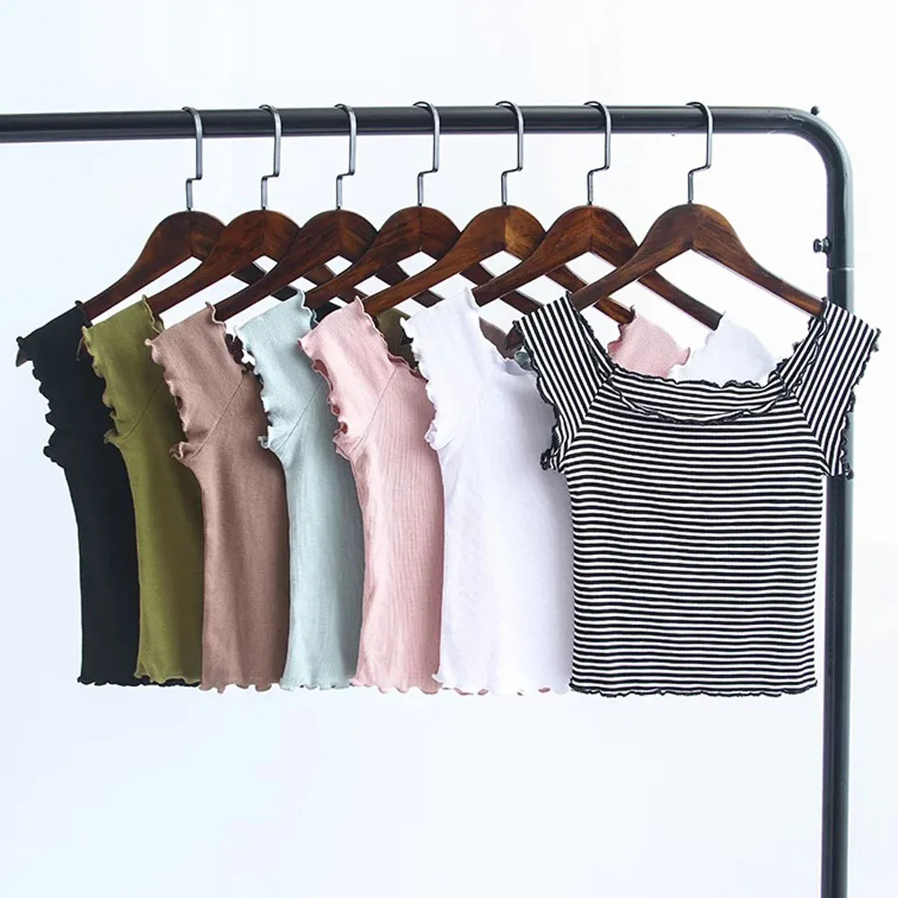 Сексуальная с плеча косой вырез оборками пуловер полосатый укороченный короткий