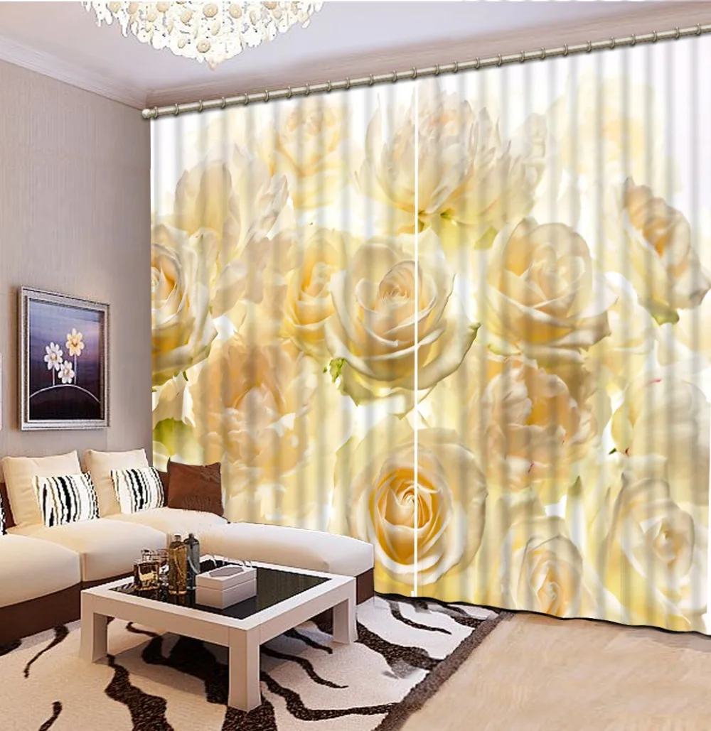 

European Flower 3d curtains Bedroom kitchen windows curtains for living room printing blackout curtains