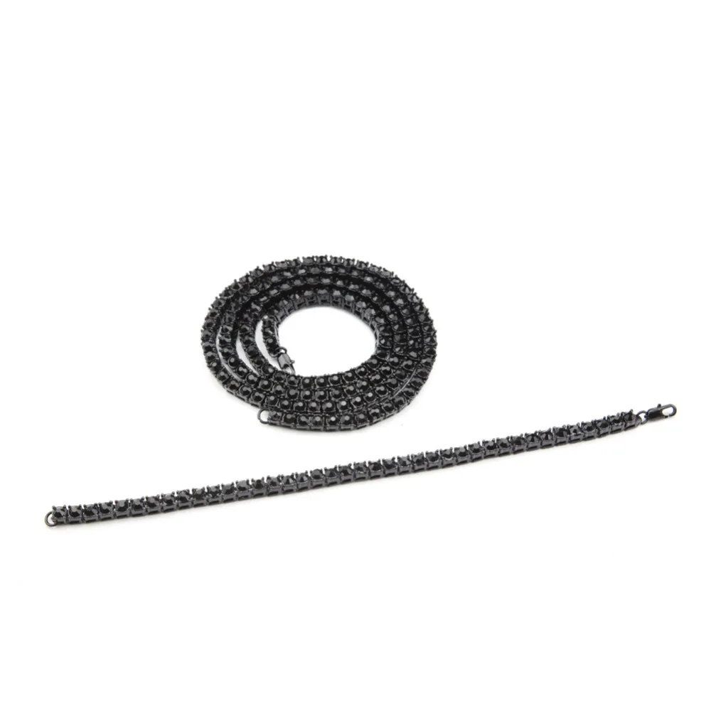 Женский и мужской позолоченный набор из ожерелья браслетов со стразами 1 ряд в