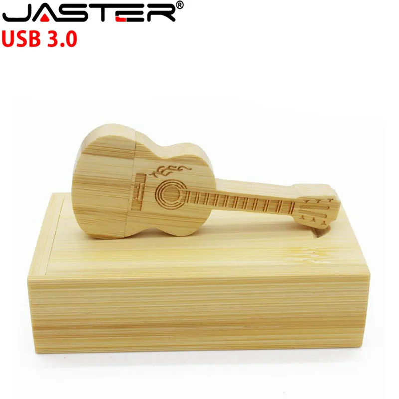 JASTER USB 3,0 логотип Заказная натуральная деревянная гитара+ коробка Флешка 4 ГБ 8 ГБ 16 ГБ 32 ГБ деревянная гитара s usb флеш-накопитель карта памяти