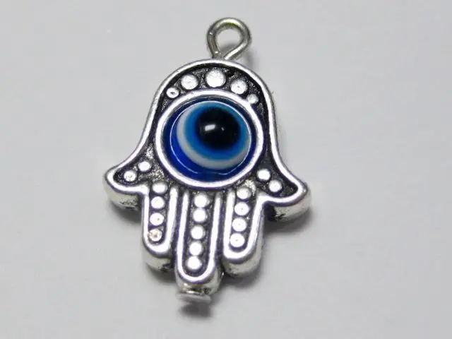 

25 Hamsa Hand Blue EYE Kabbalah Good Luck Charm Pendants