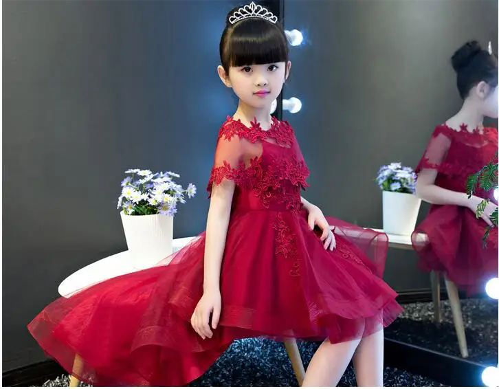 Glitz Red Flower Girl Dress Long Trailing Princess Ball Gown Party Wedding First Communion Dresses for | Детская одежда и обувь