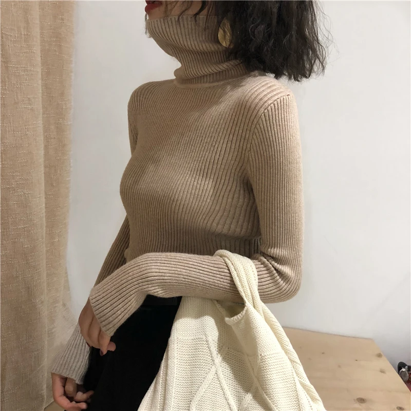 Turtleneck Sweater Womens 2021 Autumn Winter Tops Korean Slim Women Pullover Jumper Knitted Pull Femme Hiver Truien | Женская одежда