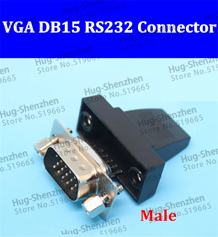 

VGA DB15 serial wire-type 3 row male connector with housing ,screw 100pcs