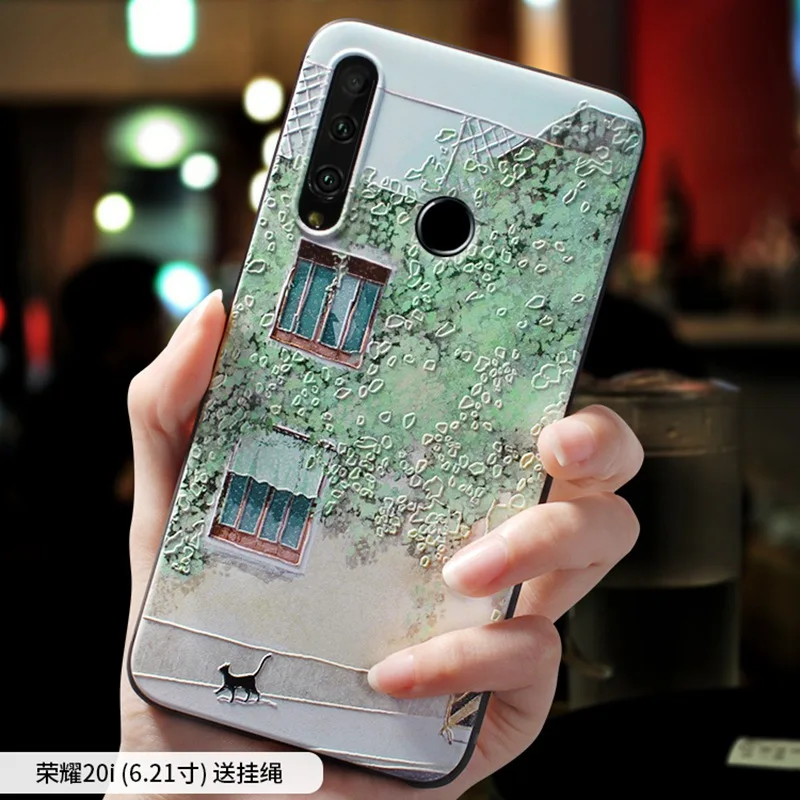 8 HONOR 20i Чехол с тиснением Honor20 Green Street leaf cat для huawei HONOR 20 PRO, V20, 20i, Honor 10, V10, 10 lite, 8x чехол - Цвет: 8 HONOR 20i