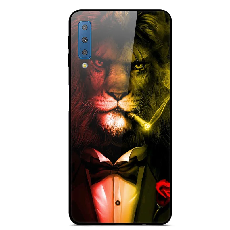 Чехол из закаленного стекла для samsung A7 чехол модная задняя крышка для samsung Galaxy A7 чехол для телефона s A 7 A750F роскошный чехол - Цвет: 37