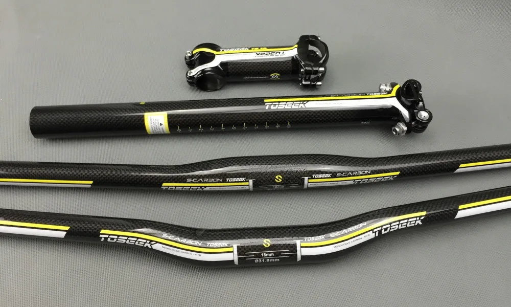 Карбоновый комплект рулей для велосипеда плоский руль + стержень подседельный