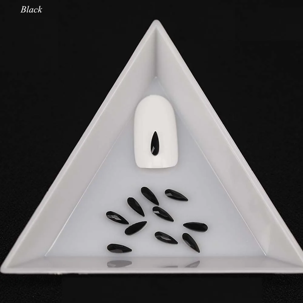 Black 10 шт Блестящий Кристалл капли воды Дизайн ногтей Стразы для страз 3D очаровательный камень плоская задняя часть ювелирные изделия Маникюр украшения для ногтей Совет CH1007 - Цвет: Black