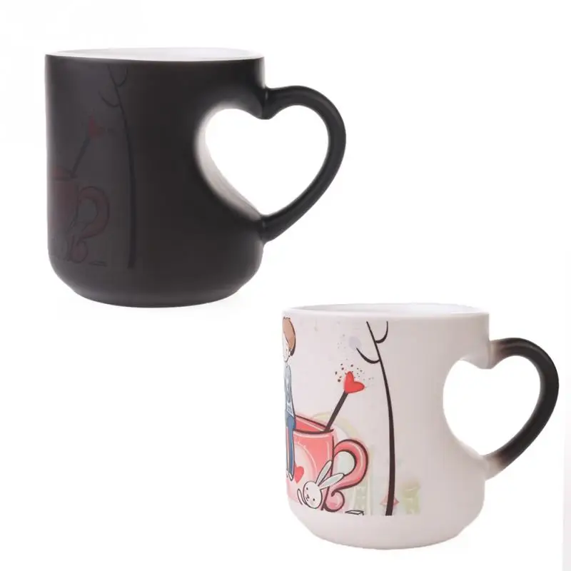 Кофе Чай Молоко Кружка Ceramics Форме Сердца Ручка Мультфильм Шаблон Горячий