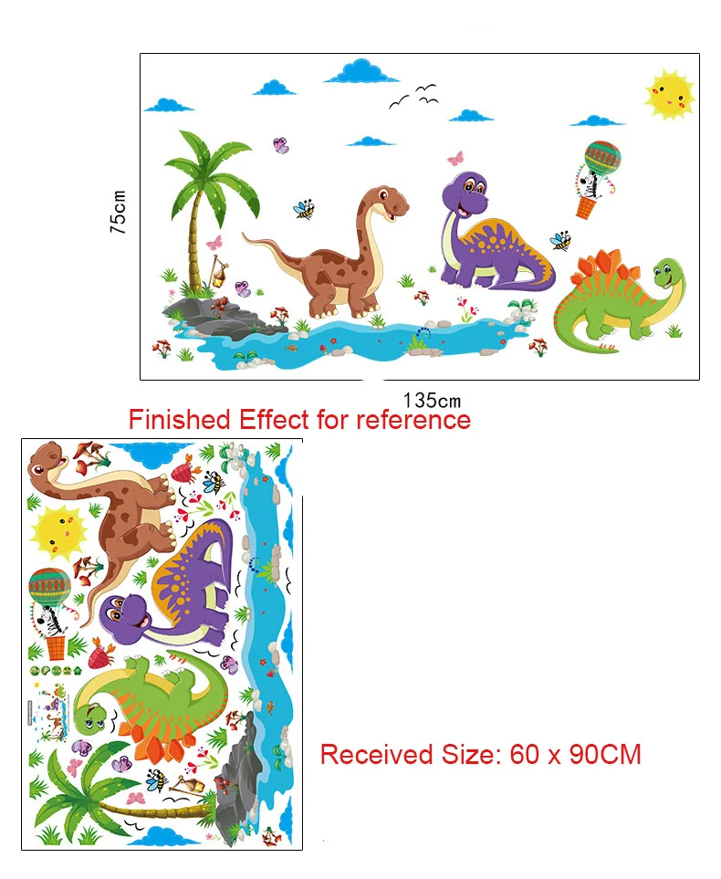Настенные наклейки с изображением динозавра кокосовой пальмы для мальчиков и