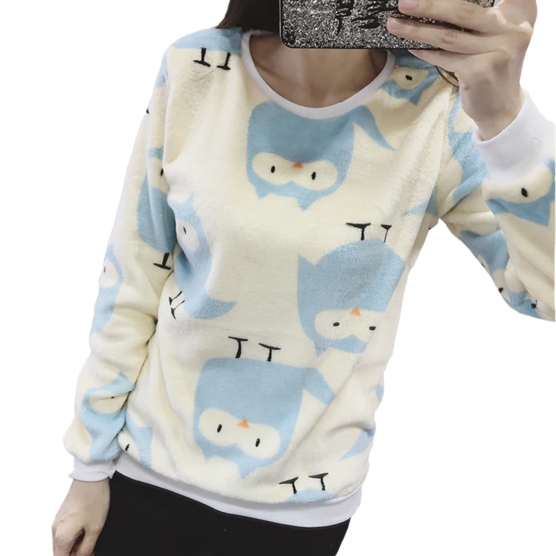 Fashion Winter Sweater Women Top 2018 Casual Cotton Long Sleeve Ladies Cartoon Print Plus Size 2XL Outwears Jacket | Женская одежда