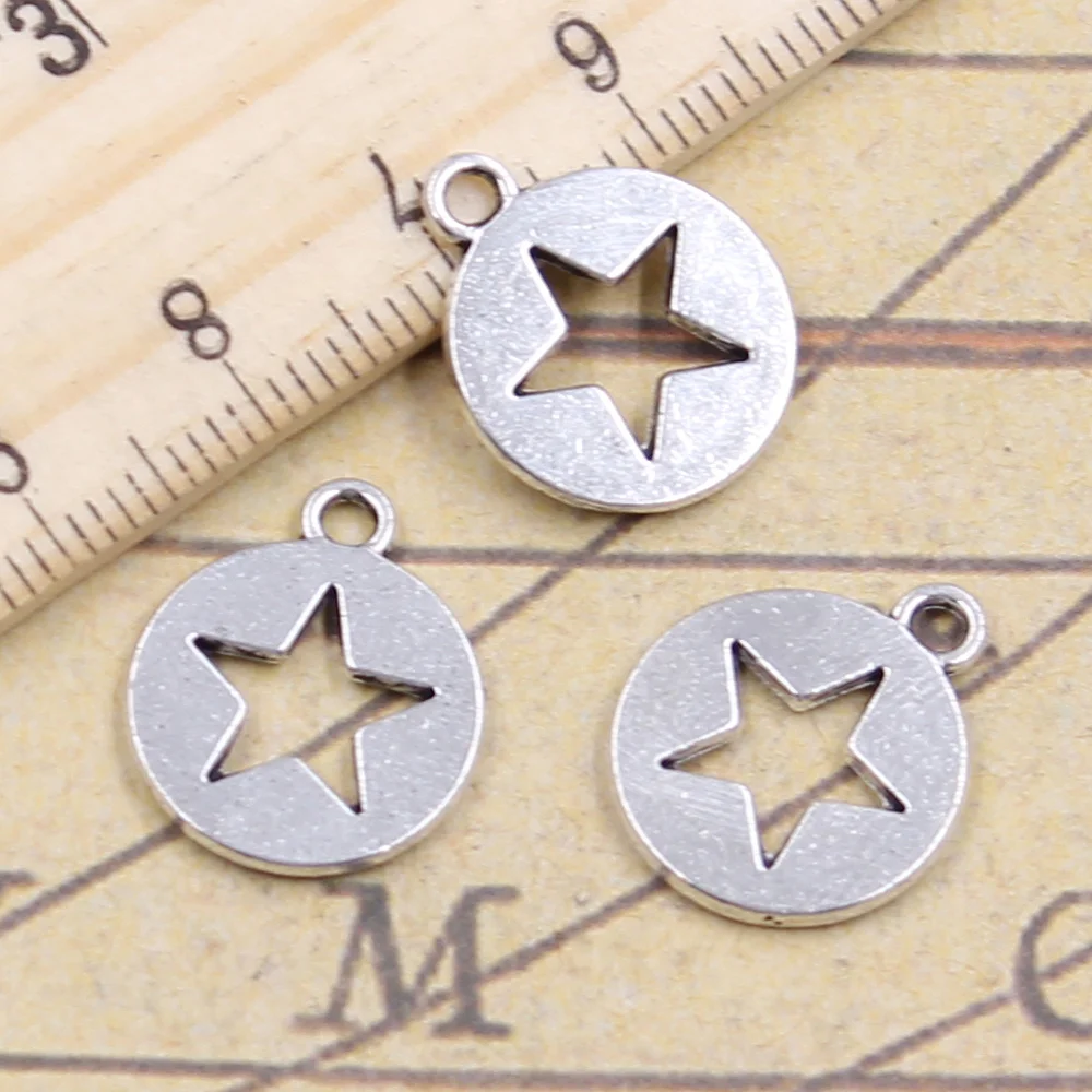 

25pcs Charms Hollow Star Cut Out 18x15mm Tibetan Pendants Crafts Making Findings Handmade Antique DIY Jewelry