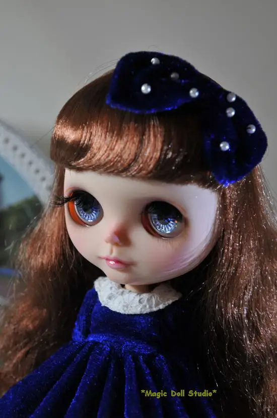 [MG166] 2019 горячая Распродажа Neoblythe кукольный наряд # темно синее бархатное платье с
