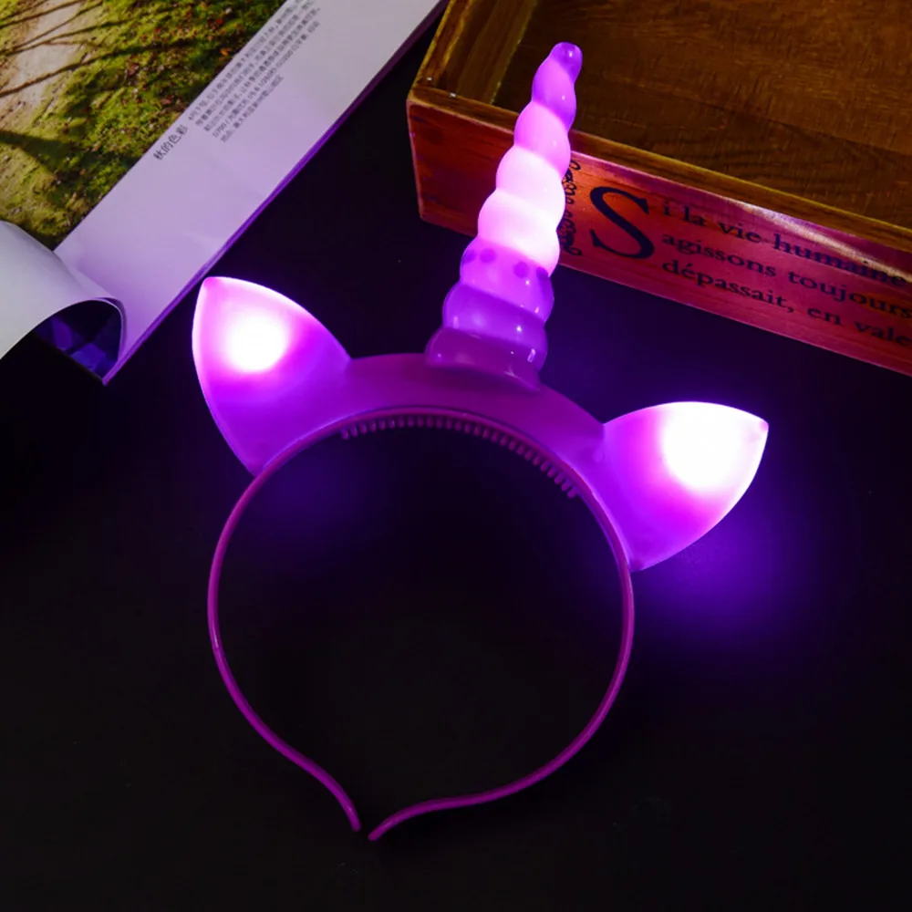 

1pc LED Unicorn Headband Unicorn Horn Hairband DIY Kids Birthday Party Decorations Baby Girl Headbands Growing Party Supplies