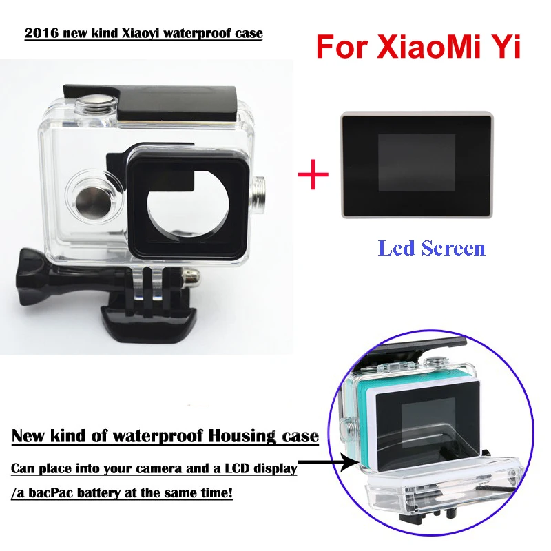 Водонепроницаемый чехол для камеры XiaoMi Yi + цветной TFT ЖК-дисплей 1 38 дюйма комплект