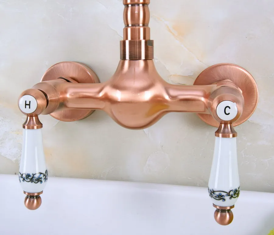 Античный красный медный латунный Смеситель для ванной и кухни смеситель