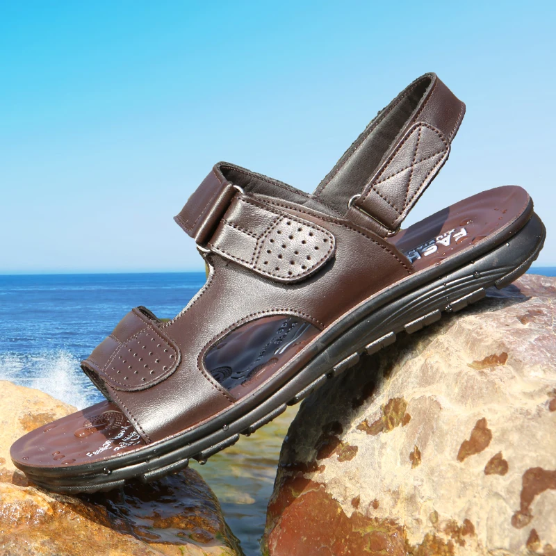 DXKZMCM Мужская обувь мужские сандалии из натуральной кожи Летняя мужская пляжные