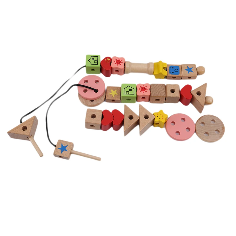 Children's Wooden Sewing Beaded Creative DIY Button Design Toy Intelligence Threading Rope | Игрушки и хобби