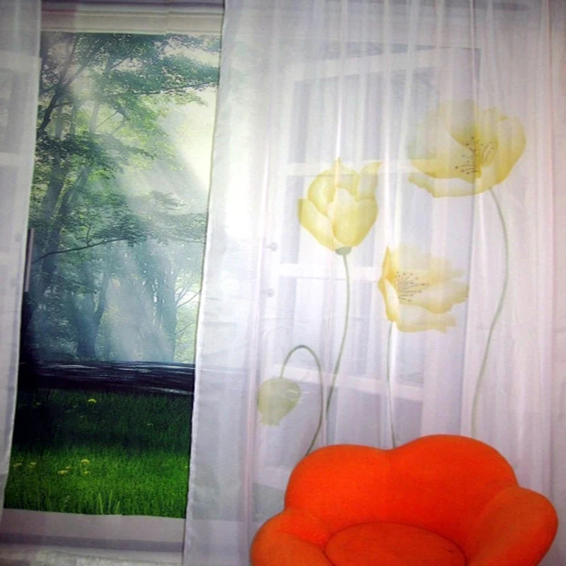 2017 тюлевые шторы для спальни рождественские оконные занавески с желтыми цветами