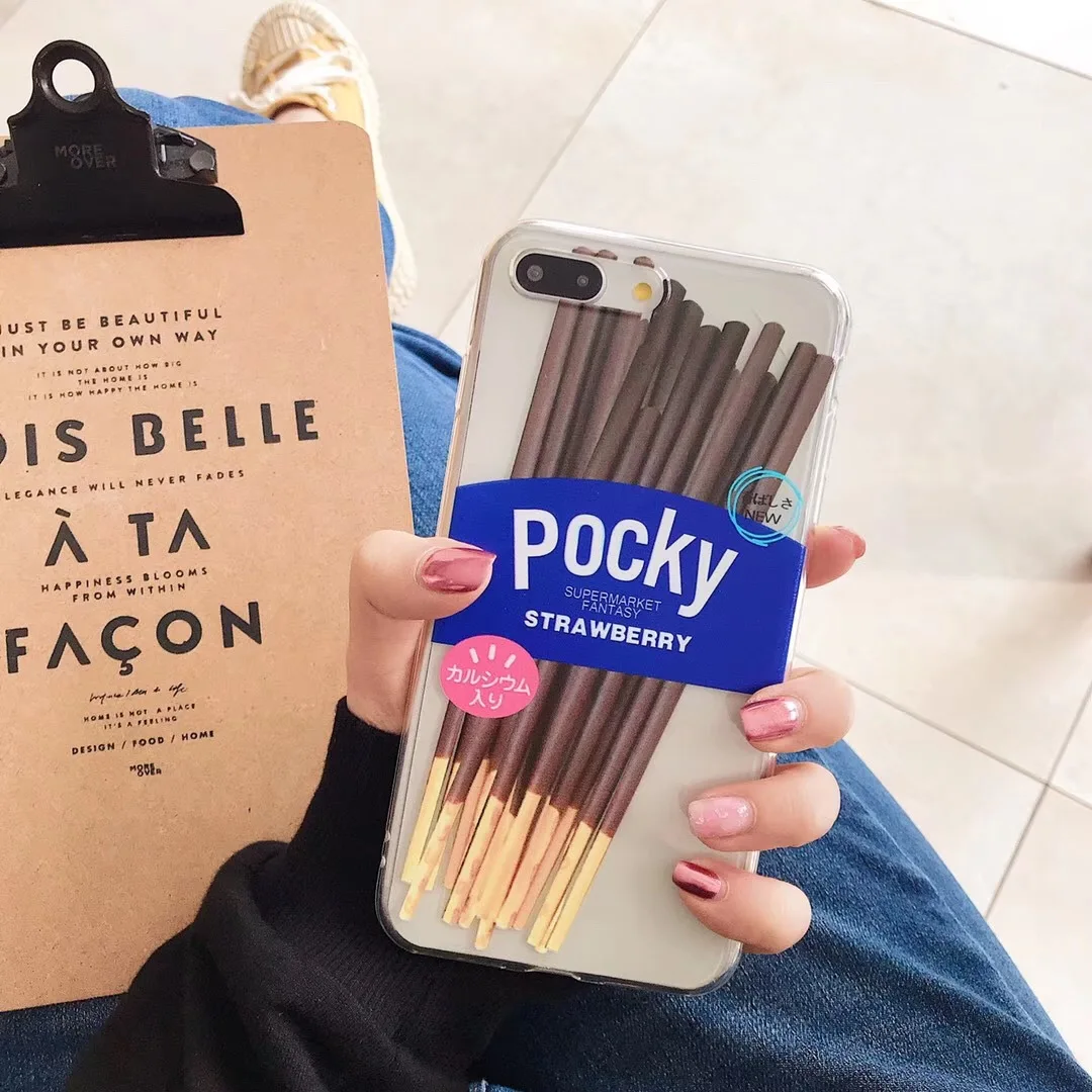 Печенье Pocky чехол для телефона для iPhone XS MAX XR Capa Fundas мягкая прозрачная задняя крышка для iPhone X 8 7 6 S 6 Plus чехол Coque