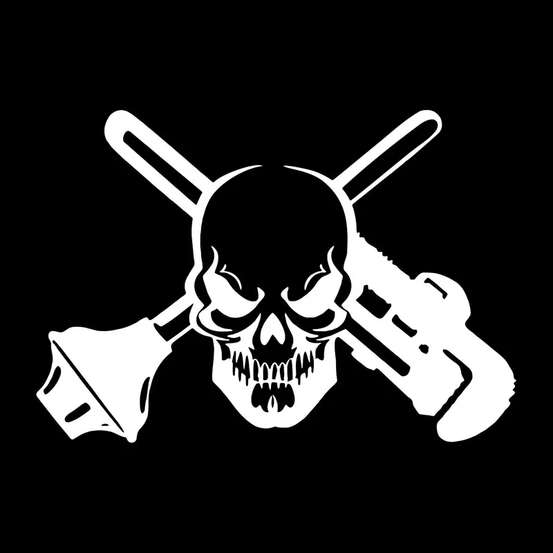 18.5*12.8CM Funny Skull Plumber Plunger Tube Clamp Vinyl Car Stickers Black/Silver C7-0554 | Автомобили и мотоциклы