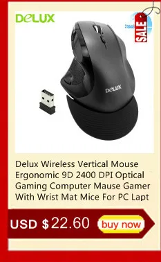 Delux M618 эргономичная Вертикальная мышь 6D, оптическая мышь для правой руки, беспроводная мышь Mause с ковриком на запястье для ПК, ноутбука, компьютера, игр