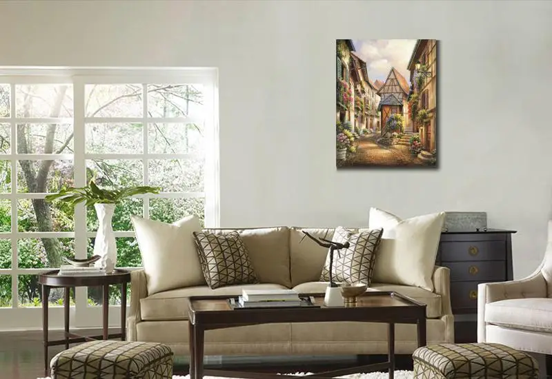 Средиземноморский холст масляная живопись пейзаж картины деревенская площадка