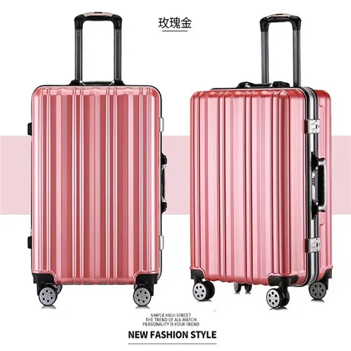Rose gold KLQDZMS Высокое качество алюминий рамка 20/24 дюймов планшетный ПК на колёсиках spinner бренд Дорожный чемодан на колесиках - Цвет: Rose gold