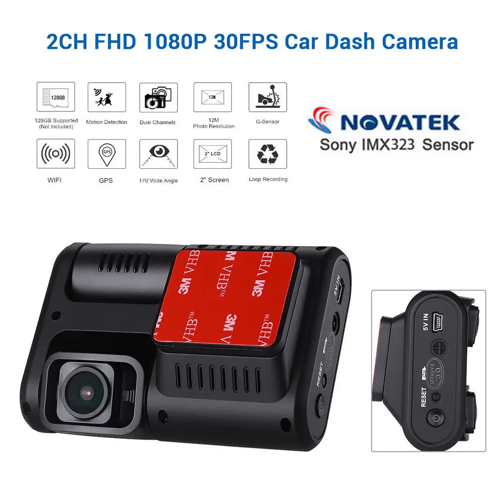 Blueskysea два видеорегистратора двухканальный sony IMX323 Novatek 96663 Full HD 1080 P 30FPS WiFi gps Видео